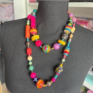 Set of 2 80s VTG colorful beaded necklaces